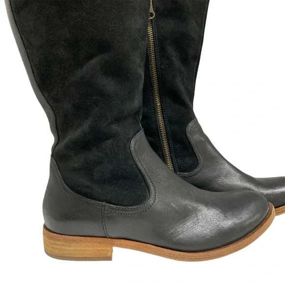 Kork Ease Black Suede Leather Knee High Riding Boots Buckle Zip Women's Sz 6.5M - Picture 9 of 16